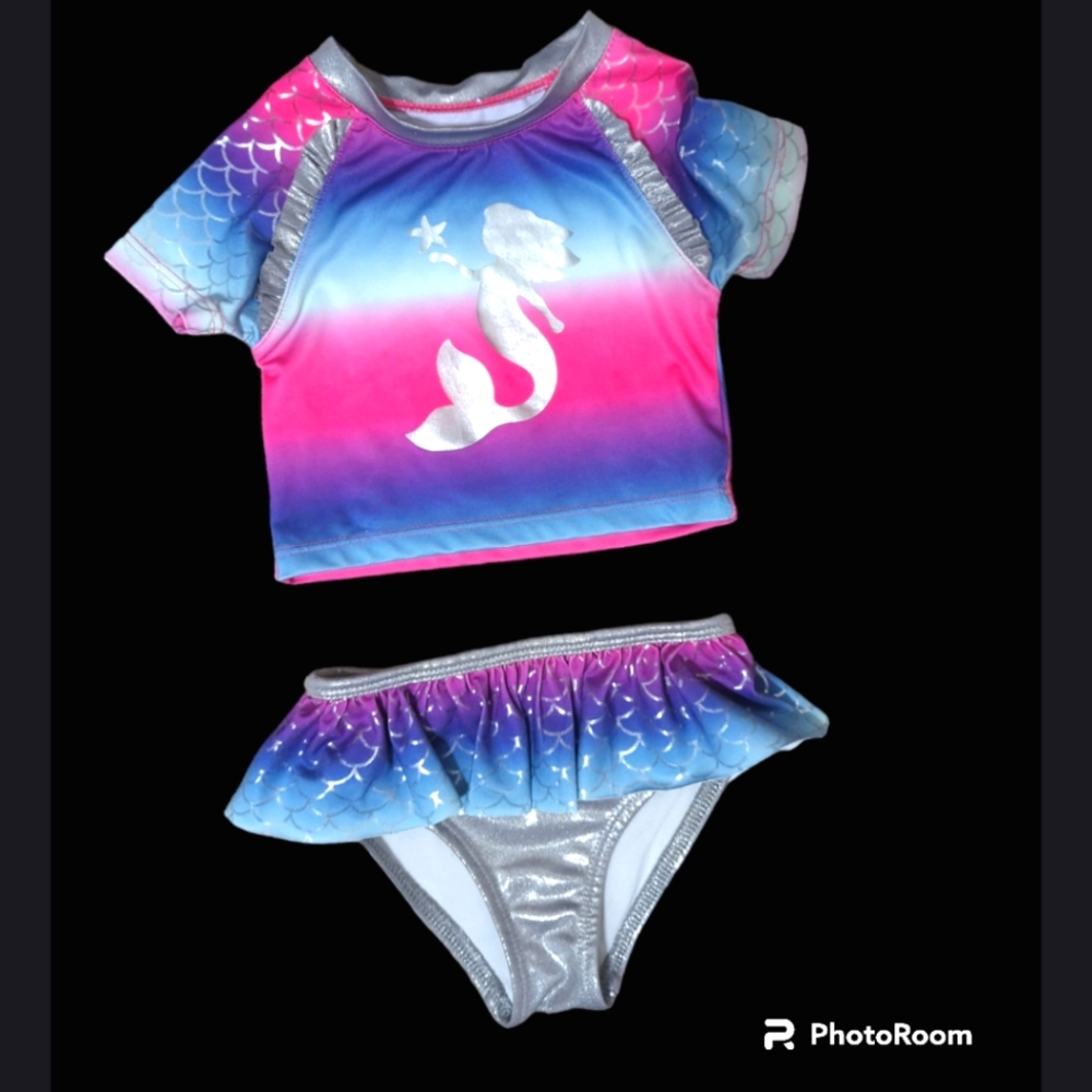 New Penelope Mack 24 month mermaid bathing suit swimsuit silver pink purple blue